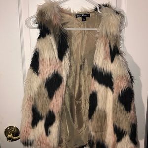 Multi colored fur vest